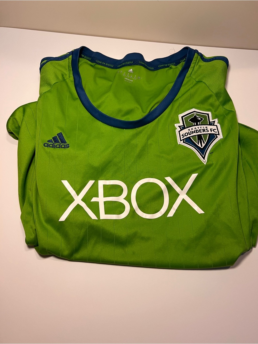 Adidas Kids Seattle Sounders FC Lime Green Jersey with Blue Trim